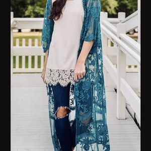 Turquoise Lace Duster
